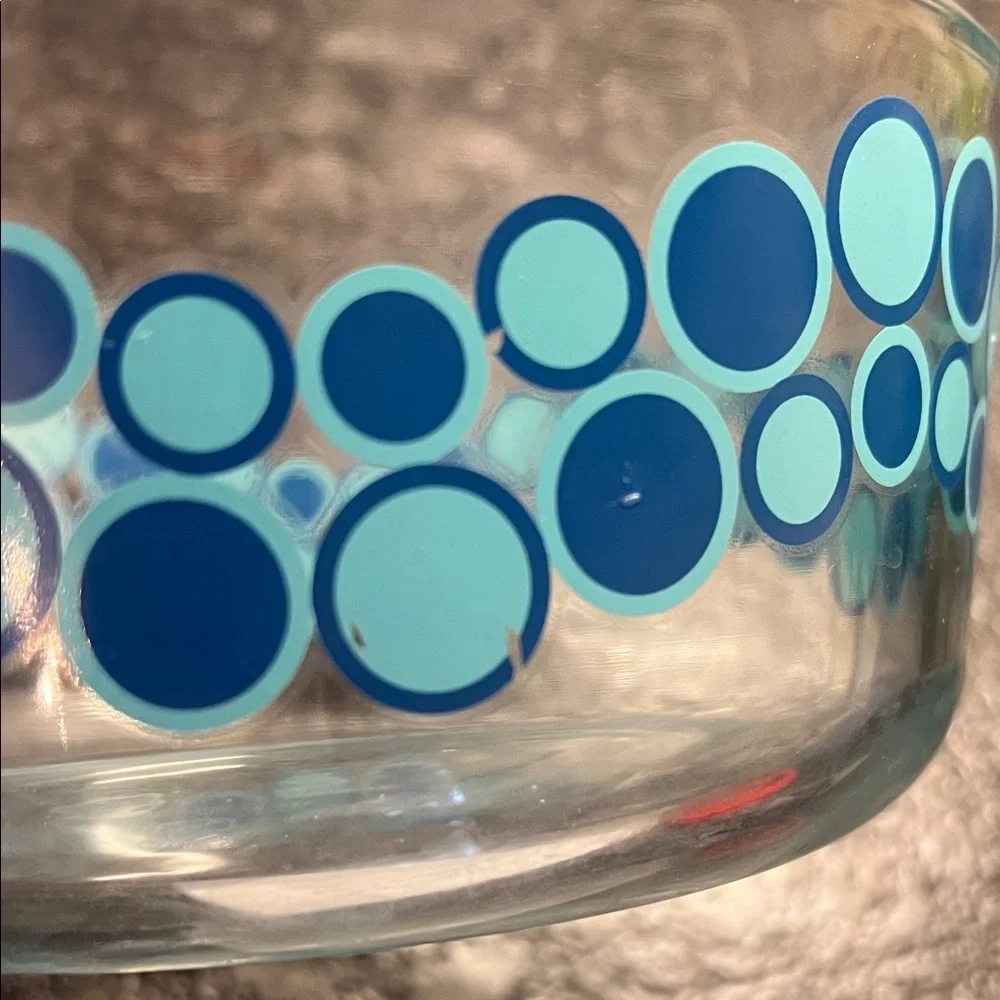 Pyrex Glass Bowl BLUE POLKA DOTS   100th Anniversary collection
